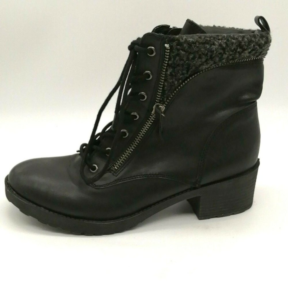 Rock & Candy Womens Sandye Block Heel Lace Up Side Zip Ankle Boot Sz 8.5